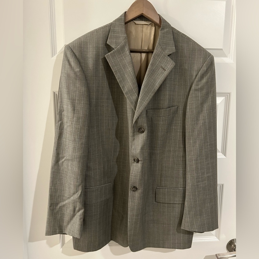 Lauren Ralph Lauren Plaid Super 110s Wool Blazer Gray Size 44S